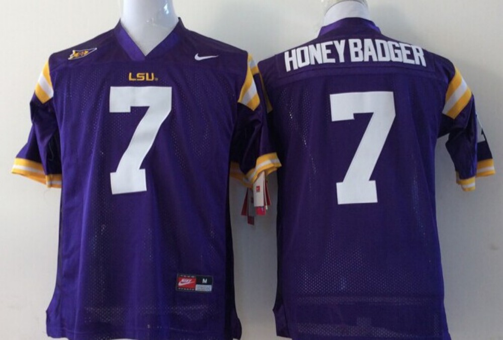 Men's LSU Tigers Honey Badger #7 Purple Jersey